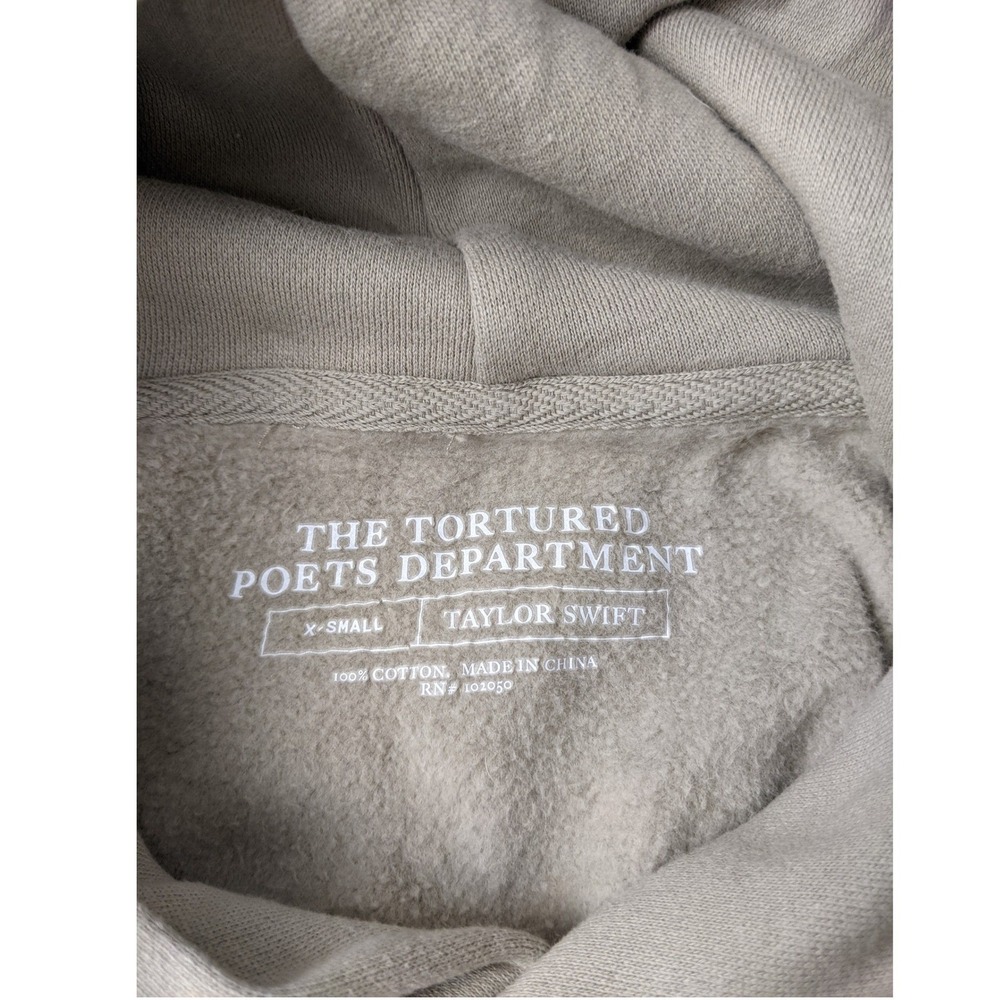 Taylor Swift The Tortured Poets Department Eras Beige Hoodie XS TTPD Merch - Picture 7 of 9